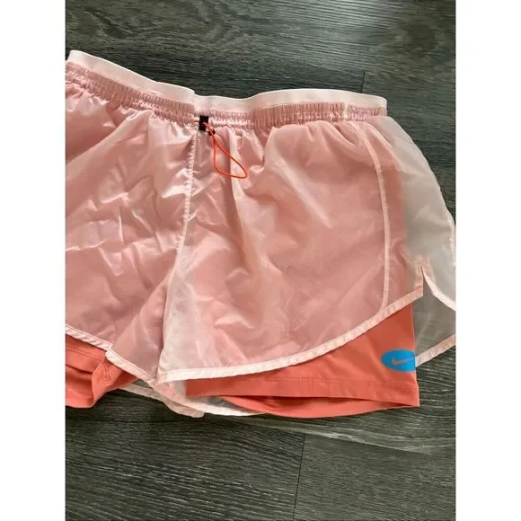 Nike Women's Pink & Coral Icon Clash Tempo Luxe Mid-rise Running Shorts Size XL - Picture 5 of 7